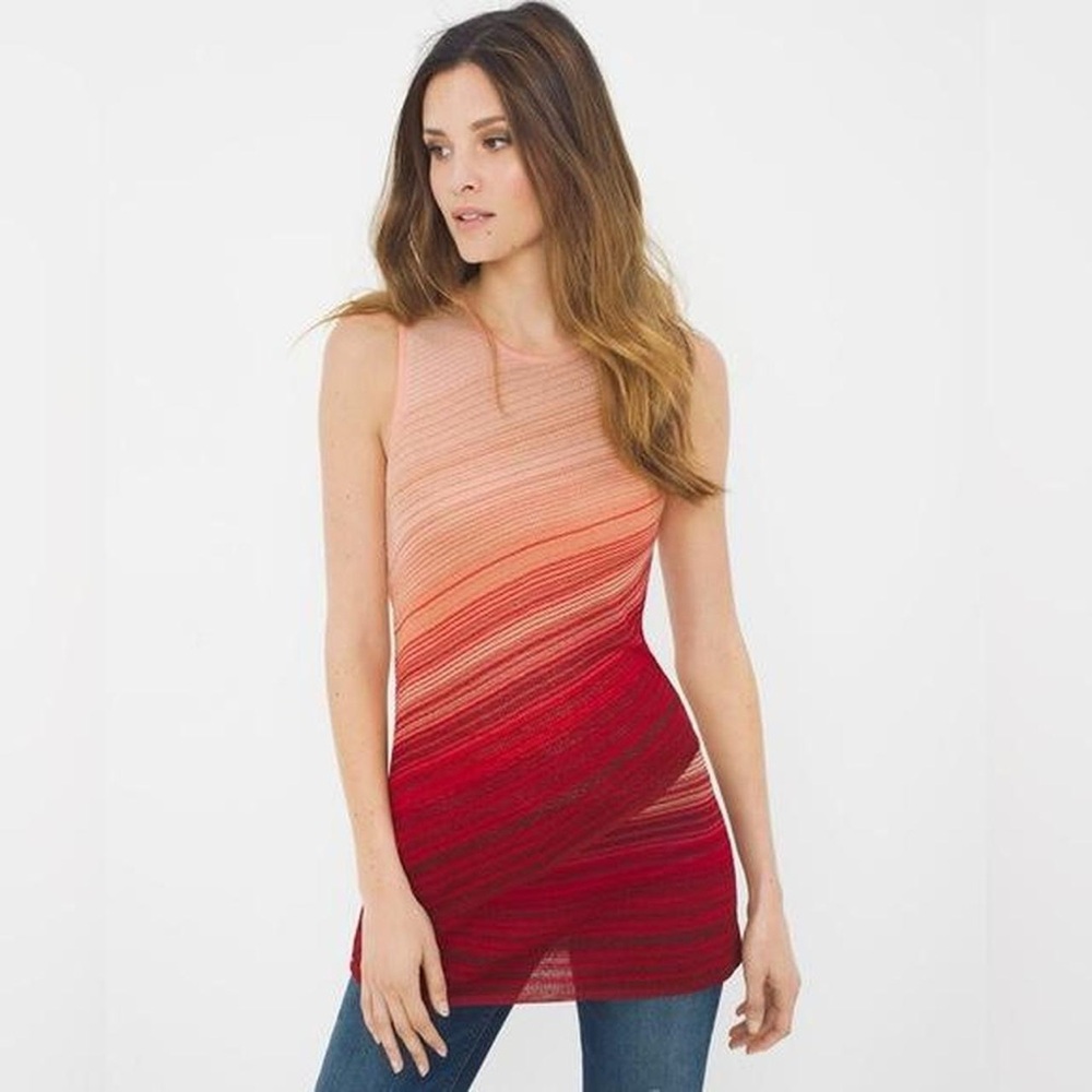 White House black market Y2K Sleeveless Ombre Tunic Top - Pink to Red